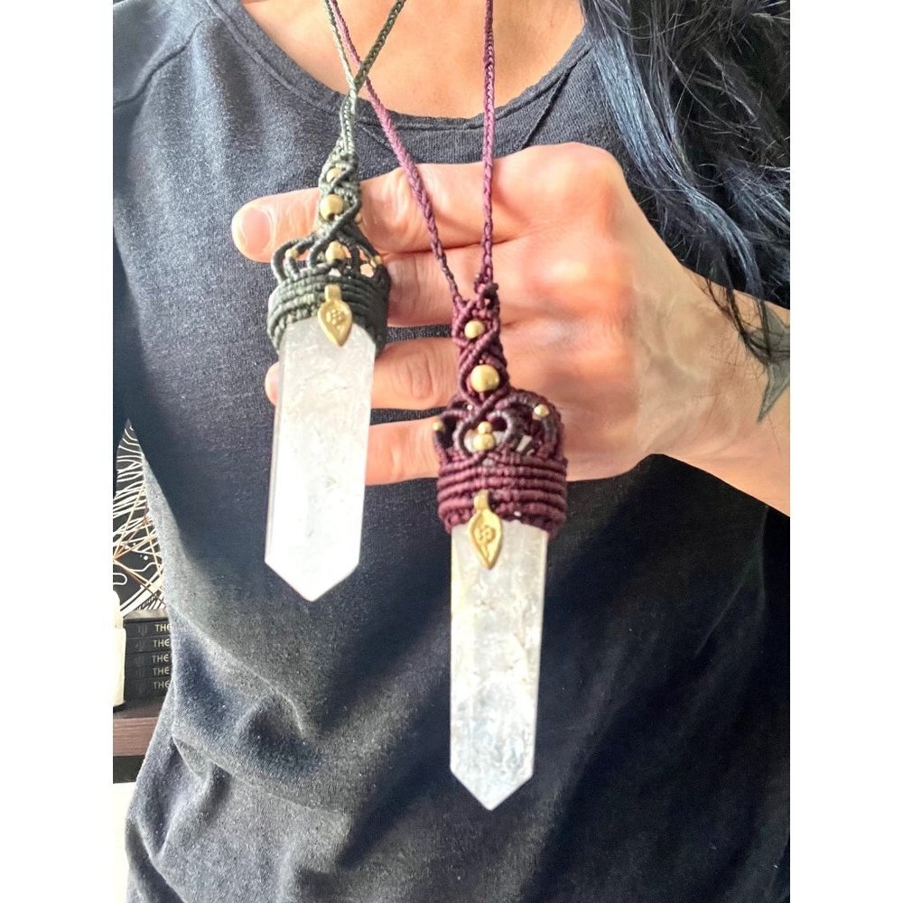 Braided Hemp + ST Quartz Power Pendant Necklace - Picture 2 of 9